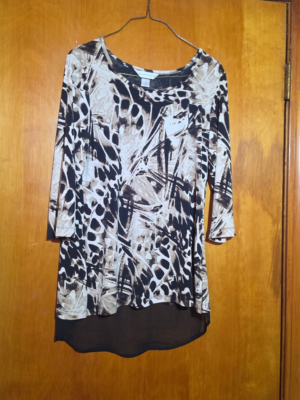 Christopher & Banks Abstract Print Layered Hem Tunic Top S